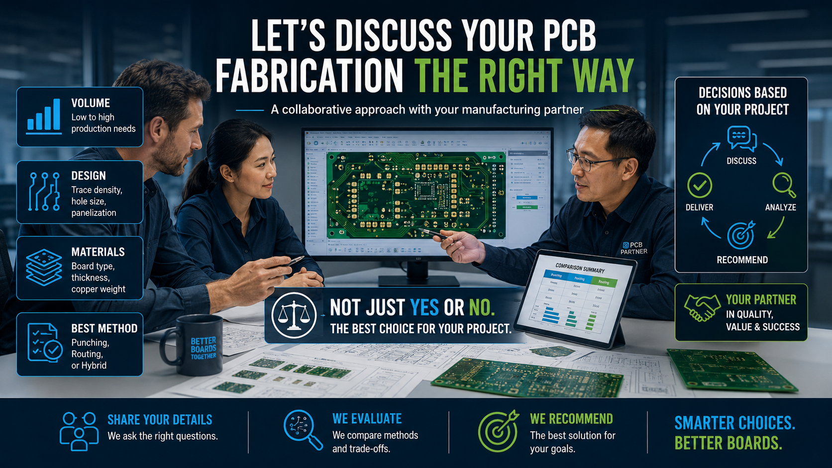 An image comparing a clean, routed PCB edge to a punched PCB edge